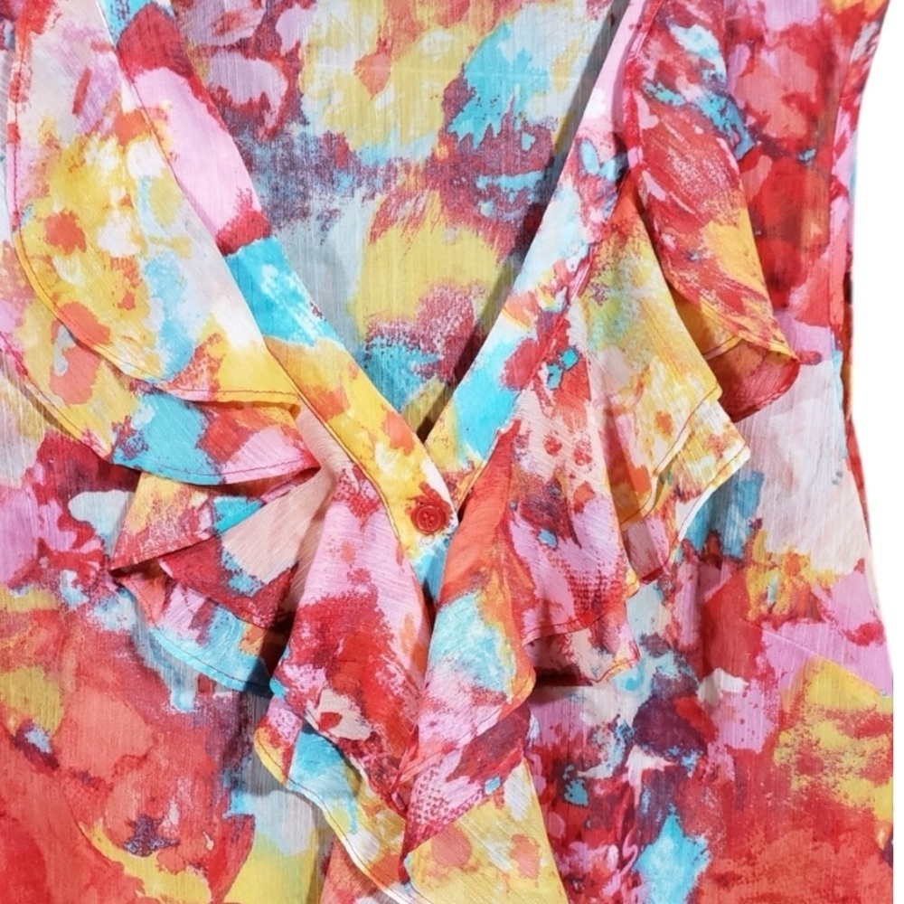 Eric | Floral Ruffle Blouse Sz M EUC - Picture 8 of 12